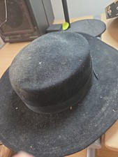 Vintage 100% Wool Fedora Hat Medium Black Felt Made in USA, WPL 4384 Dusty