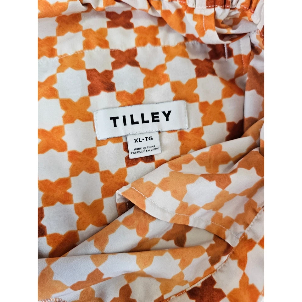 Шорты женские Tilley Anthropologie размер XL Tech Slk оранжевые модный принт шелк - Изображение 4 из 4