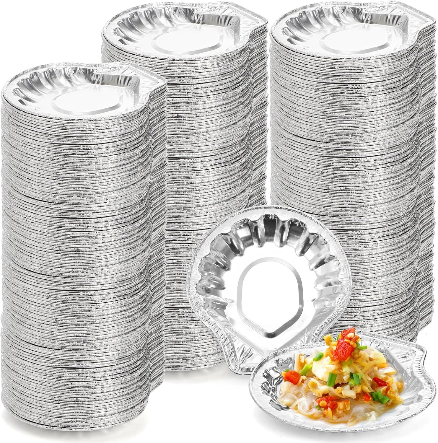 Suwimut 250 Pack Aluminum Foil Clam Shells, Disposable Food Shell Pans Grillable