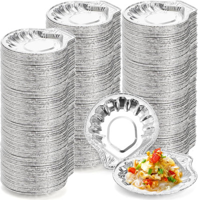 Suwimut 250 Pack Aluminum Foil Clam Shells, Disposable Food Shell Pans Grillable