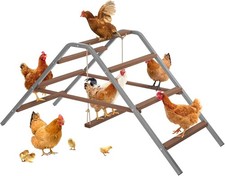 Chicken Perch Wood Rustproof Iron Roosting Bar with Swing Fits 10-12 Chickens