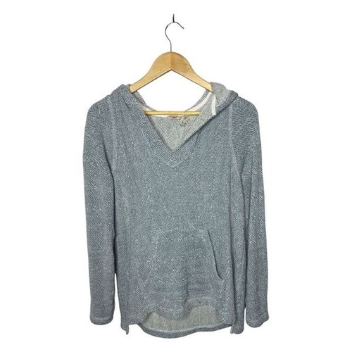 Faherty Whitewater Hoodie Lightweight Knit Pullover in Light Blue. Size Medium.