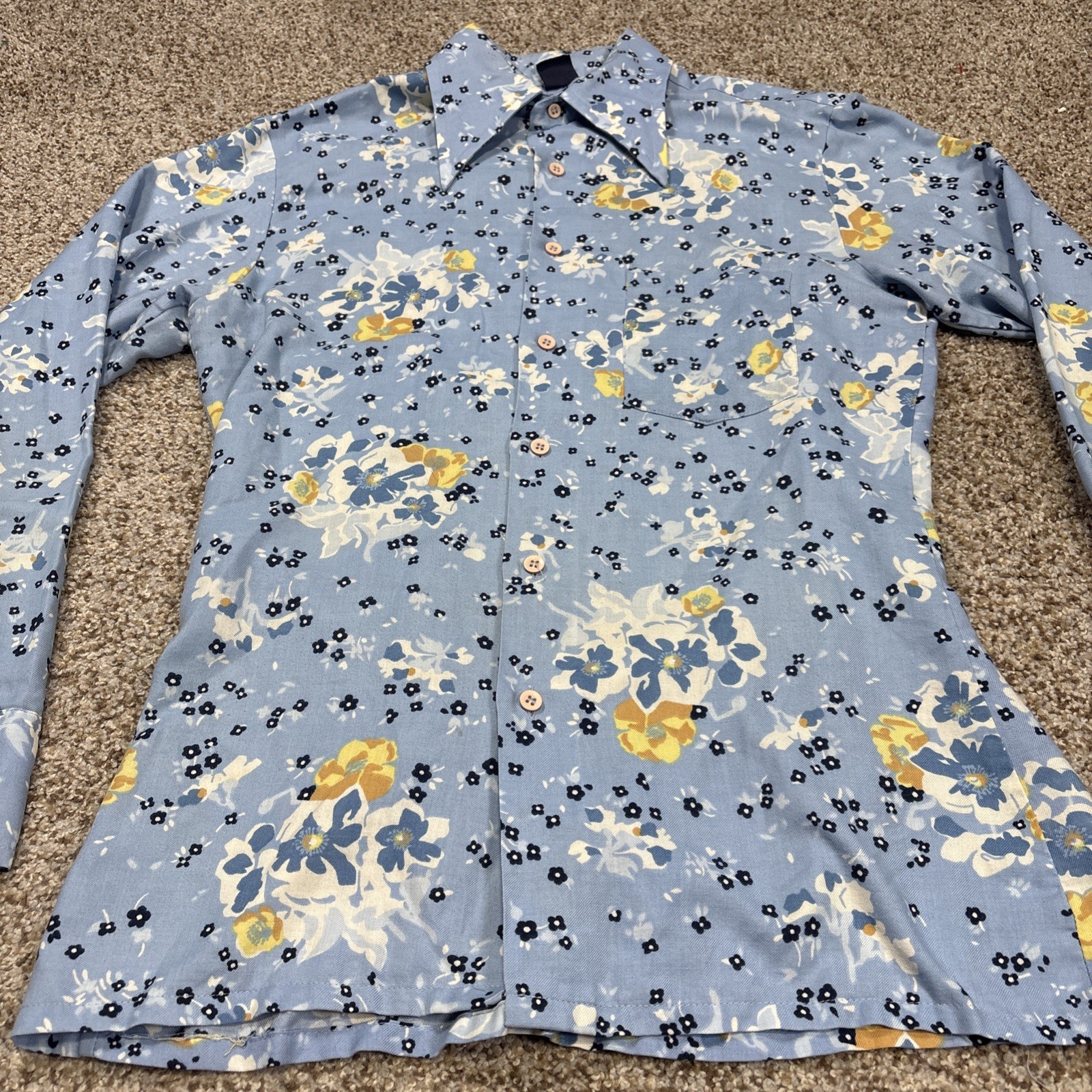 VINTAGE Sears Jeans Joint Shirt Mens Medium Colorful Button Up Floral - View 2