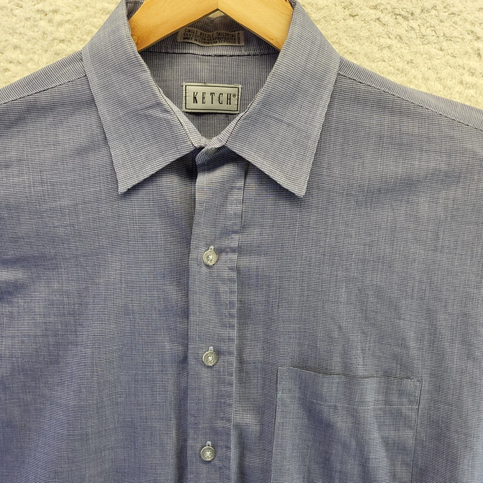 Vintage Ketch Single Stitch Long Sleeve Button Down Shirt Mens 17 34/35 Blue - Image 2 of 4