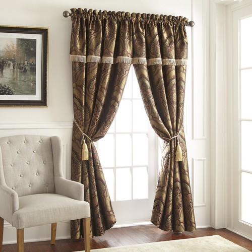 Chezmoi Collection Seville 2-Panel Jacquard Paisley Window Curtain Set - Picture 7 of 8