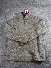 Eddie Bauer Radiator Mens Sweatshirt Medium Charcoal Fleece Snap Button Pullover