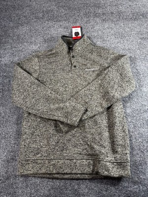 Eddie Bauer Radiator Mens Sweatshirt Medium Charcoal Fleece Snap Button Pullover