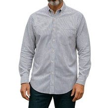 VTG Polo Ralph Lauren Blue Stripe Button Down Estate Classic Fit Shirt 17.5 XL