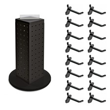 , 700220-BLK-2B16, Revolving Pegboard Kit, Counter Display with Locking Hooks...