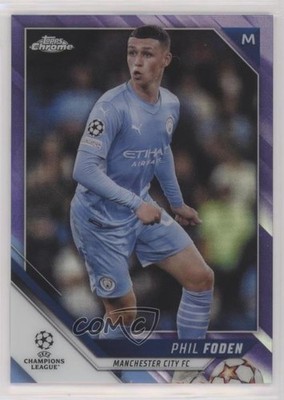 2021 Topps Chrome UEFA Champions League Purple Refractor 59/250 Phil Foden e7q