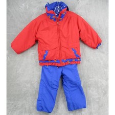 VTG Obermeyer Snowsuit Set Girls 4 Coat Coveralls Floral Retro Ski Snow Hooded