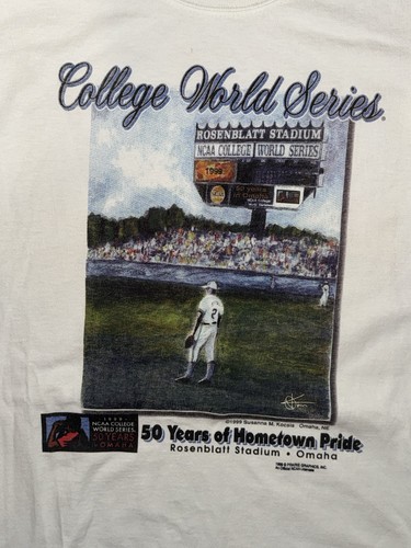 VTG 1999 College World Series Tee 50 Years Rosenblatt Stadium Prairie Graphics - Picture 2 of 4