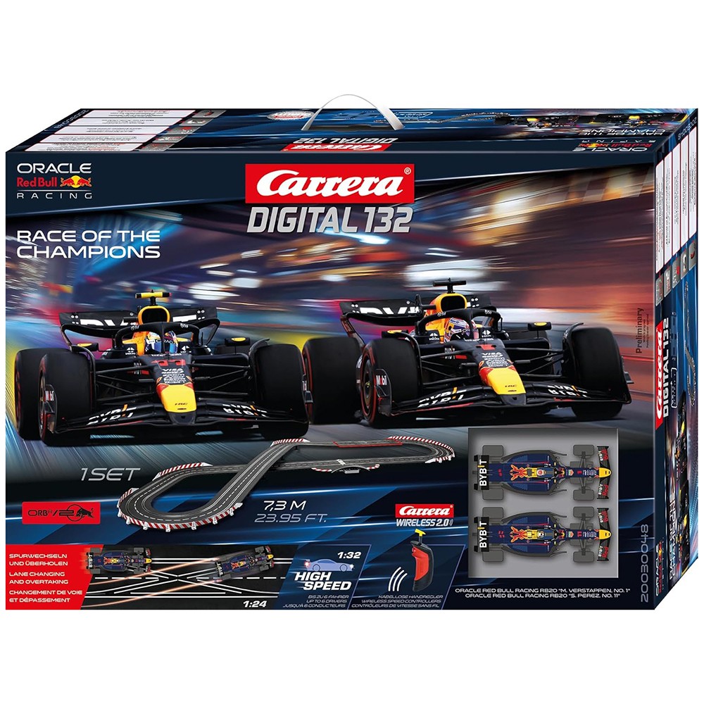 Carrera Digital 132 Red Bull Racing Race of Champions Slot Car Set 7.3m F1