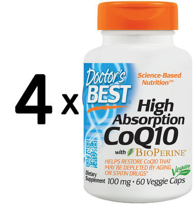 4 x Doctors Best High Absorption CoQ10 with BioPerine, 100mg - (353,96 EUR/kg)