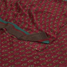 Sanskriti Vintage Sarees Dark Red Pure Georgette Printed Sari 5 Yd Craft Fabric