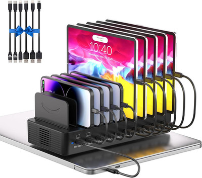 580W Charging Station for Multiple Devices, 10-Port USB C Fast Charger Station,