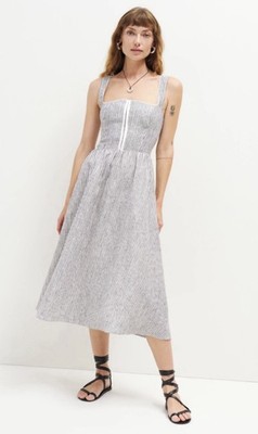 chinese dress ladies REFORMATION Candy Stripe Linen Dress main image 1