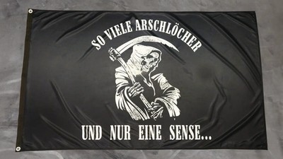 PREMIUM Fahne Sensenmann So viele Arschlöcher und nur eine Sense - 90 x 150 cm