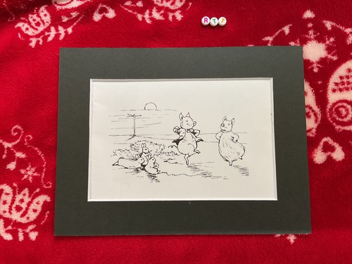 RARE Print. Beatrix Potter.Sketch Art Print , Mounted , Peter Rabbit Etc