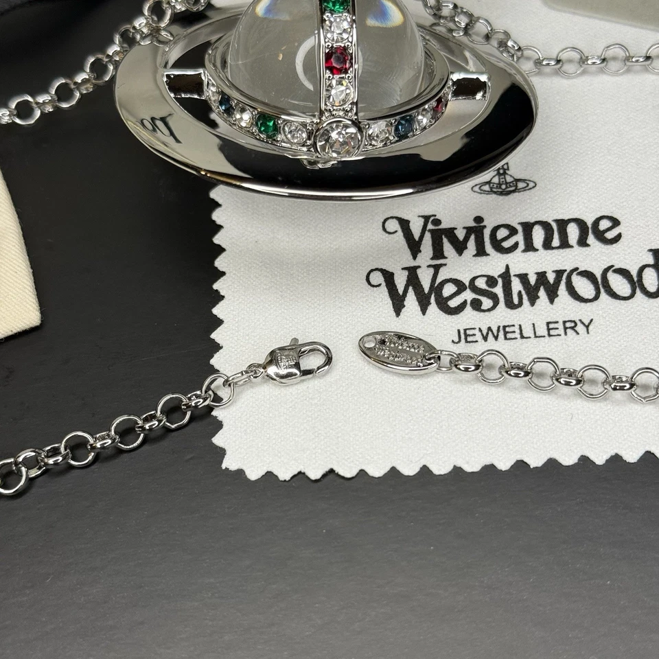 Vivienne Westwood 3D Giant Orb Glass Silver Necklace Pendant Chain New in Box - Image 3 of 4