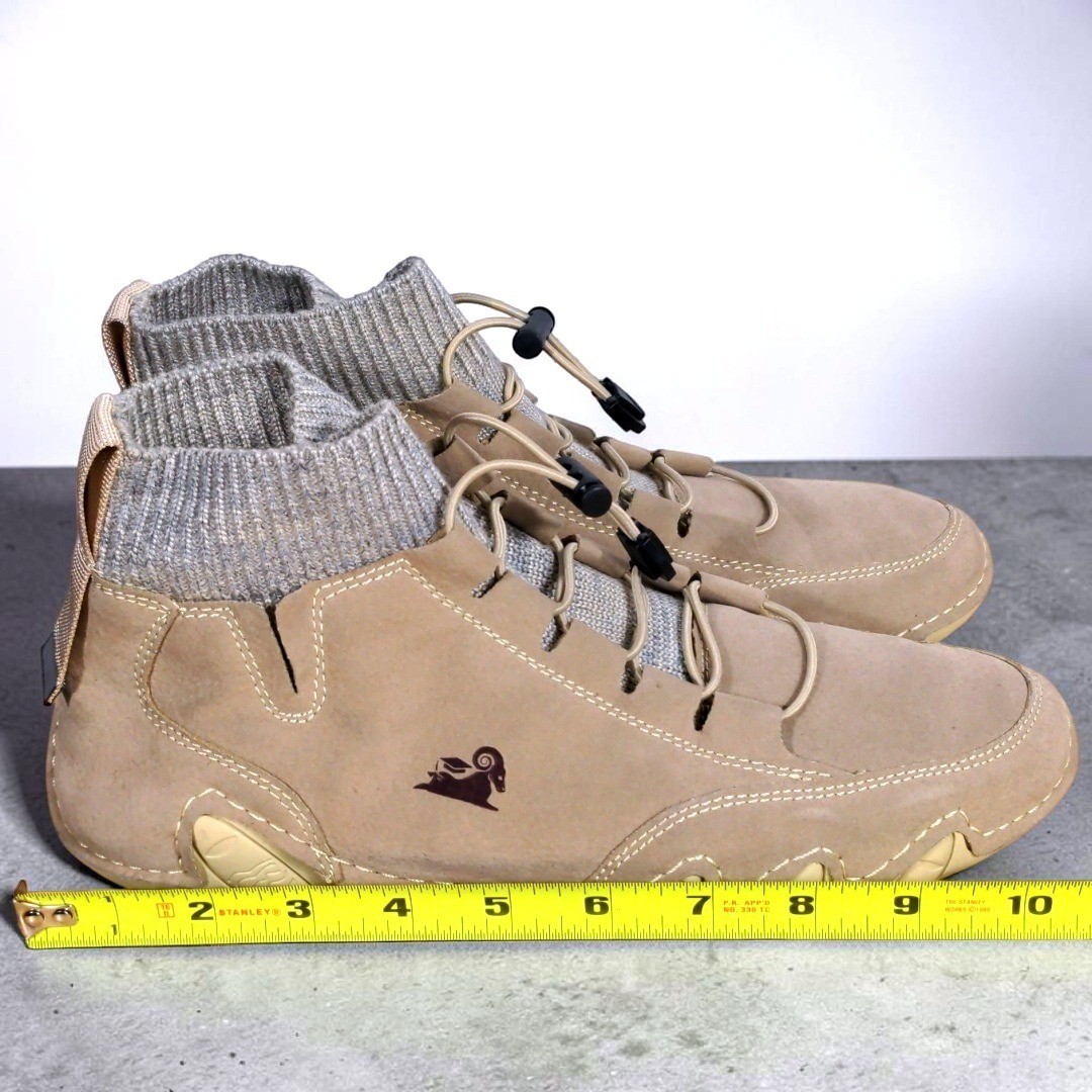 Raum Mecca Barefoot Grounding Shoes Tan Suede Knit Cuff Men  display picture 1