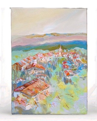 Motovun (Istrien)  Original Acrylbild 70x50 cm | Bernhard Gerner Unikat Kroatien