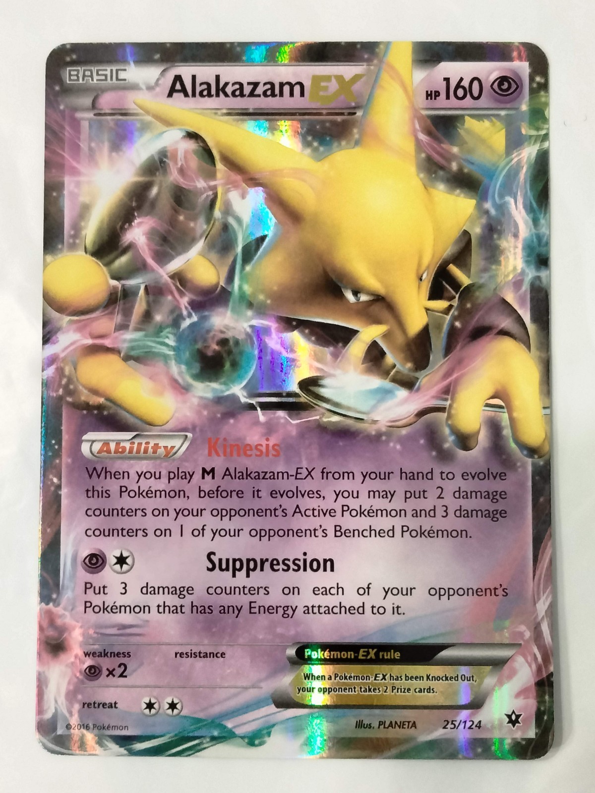 Alakazam EX 25/124 XY Fates Collide Full Art Holo Rare Pokémon Card NM
