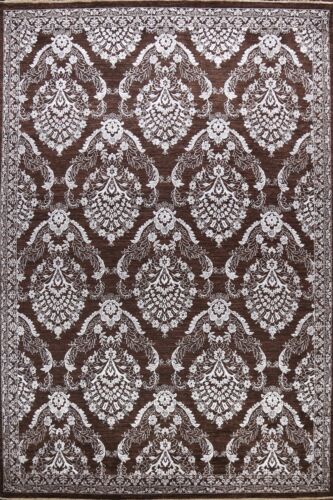 All-Over Black/ Silver Versace Wool/ Silk Hand-knotted Oriental Area Rug 9'x12' - Picture 1 of 12