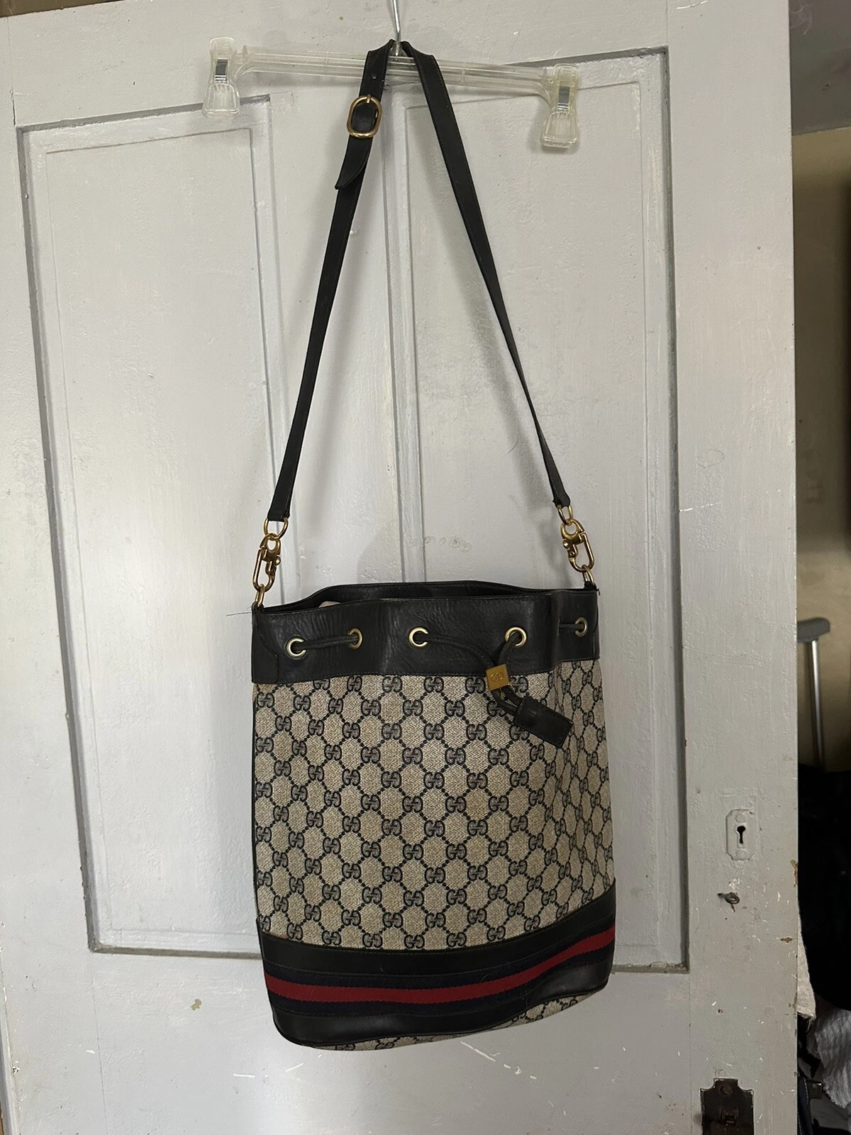 Sac seau vintage monogramme Gucci Supreme marine