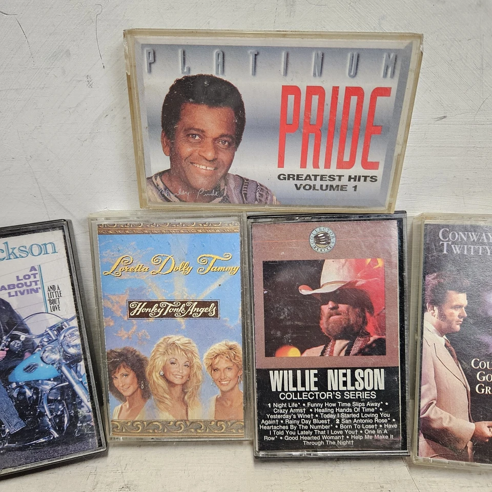 5 Vintage Country Music Cassette Tapes 80s 90s Dolly Loretta Tammy Willie Conway Foto 4 de 4
