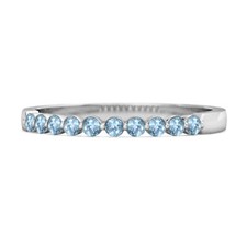 1.50 MM Round Swiss Blue Topaz Half Eternity Stacking Ring 925 Sterling Silver