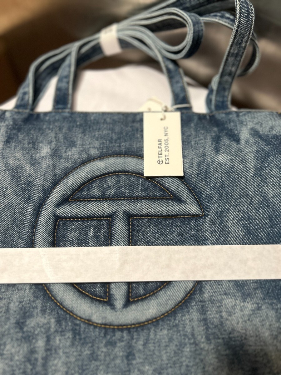 Telfar Medium Denim Shopper - Blue | eBay