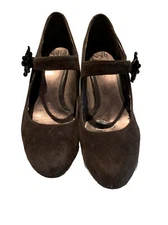 Sofft Womens Taupe Suede Mary Janes Heels Sz US 10