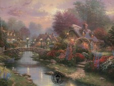 Lamplight Bridge -- Painter of Light Art Card -- Thomas Kinkade Dealer Postcard 