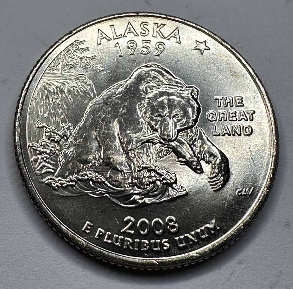 【新品未使用】2008年発行 アラスカ州Quarter 1 ロール 新品未使用】2008年発行 アラスカ州Quarter 1 ロール 未使用