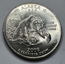 2008-D Alaska State Quarter 25cent Coin from US Mint Bag. Uncirculated BU
