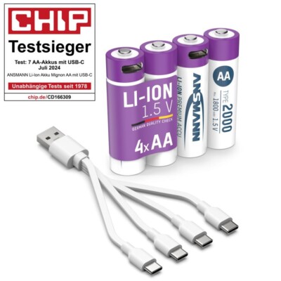 Ansmann Mignon AA Type 2000 LI-ION Akku USB-C 4er Blister zum HAMMERPREIS !!