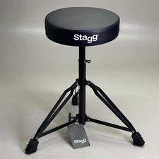 STAGG Drum Throne Vinyl Double Braced Adjustable Height Black DT-32BK