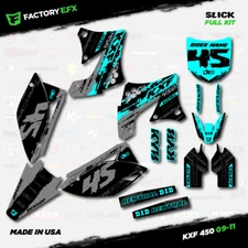 Gray & Cyan Slick Racing Graphics Kit fits 09-11 Kawasaki Kxf450 KX450F  Decal
