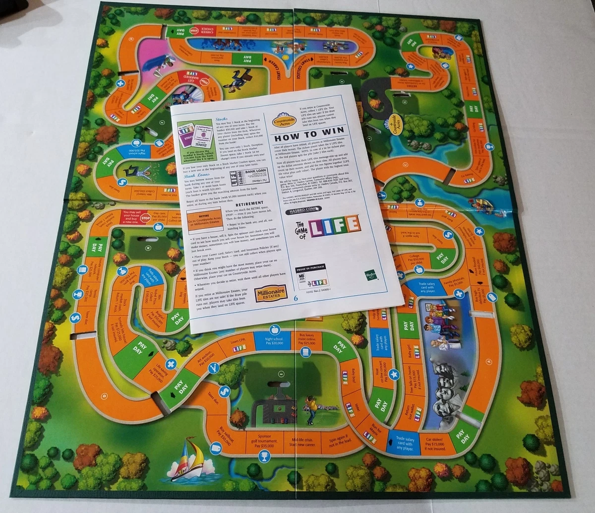 The Game of Life Board Game Replacement Parts Game Board and Instructions  Only