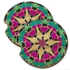 Trippy Train Wood Car Coaster Gift Set fit Car & Truck Cup Holder