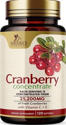 Cranberry Concentrate Extract Supplement for Women&Men +Vitamin C & E - 25,200mg