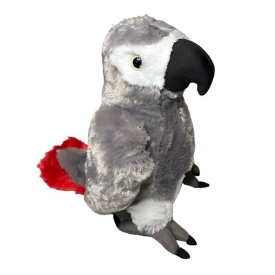 Eco Friendly 30cm African Grey Parrot Cuddly Soft Toy Stuffed Animal
