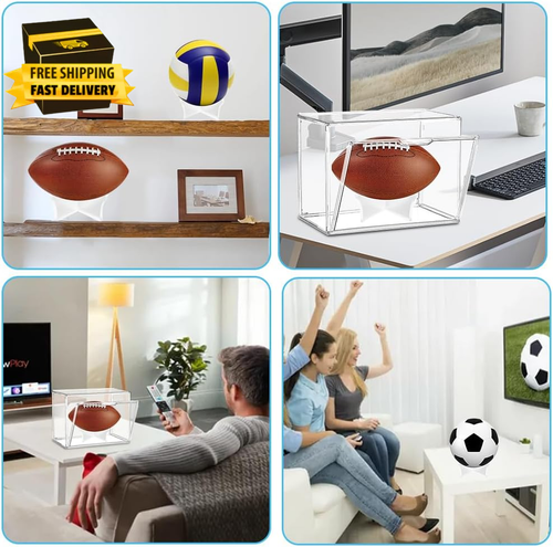 Football Display Case Acrylic Football Storage Box Full Size Assemblable Footbal - Picture 6 of 7