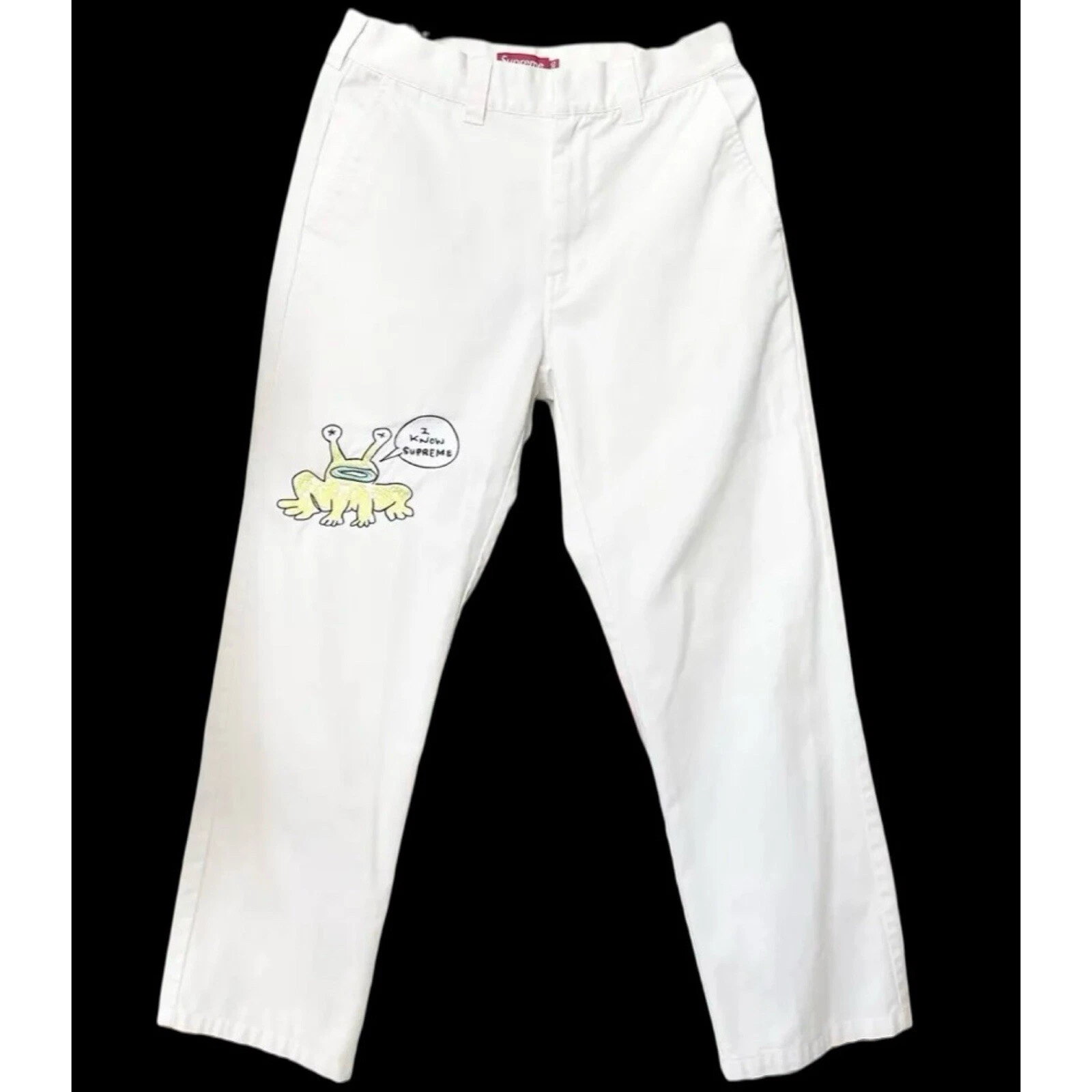 Pantalon de travail blanc Supreme x Daniel Johnston brodé SS20 homme taille 36 NEUF DS