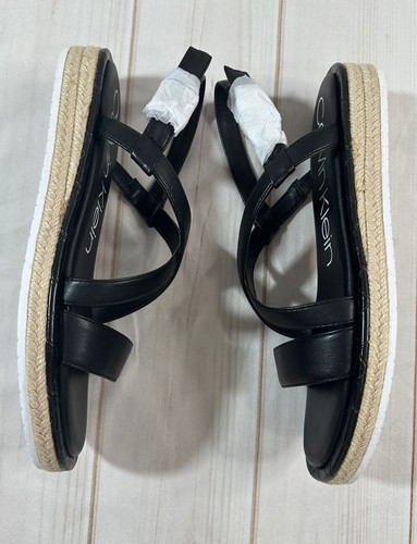 NWB Calvin Klein Womens Espadrilles Black 9.5 Tamerine Nappa VIP 34E00065 - Picture 9 of 10