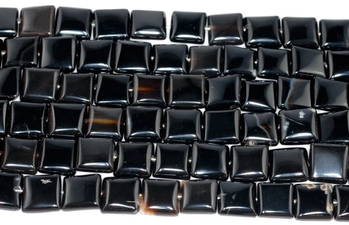 CUENTAS SUELTAS CUADRADAS PIEDRAS PRECIOSAS ÁGATA NEGRA 12 MM 7,5" - Imagen 3 de 4