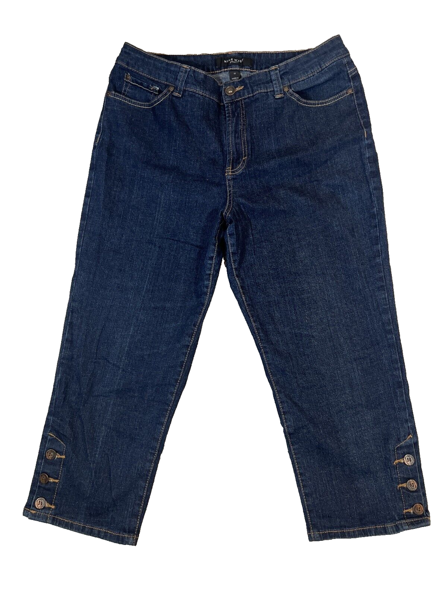 Nine West Women’s Jeans Size 16 Capri Jeans Denim Buttoned Legs Stretch Plus - Main Image