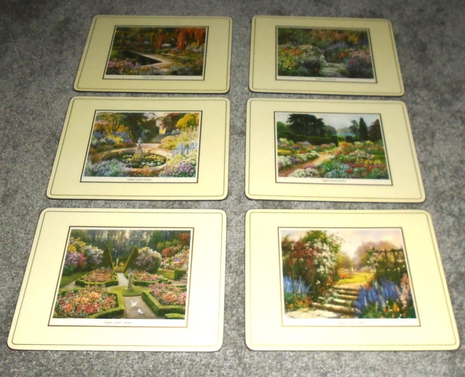 6 Vintage Pimpernel English Country Gardens Cork Backed Placemats 12”X9