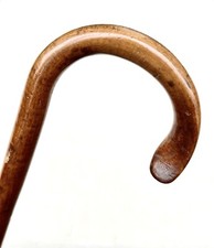 Vintage Antique Tiger Maple Shaft Classic Crook Handle Walking Stick Cane 36  L
